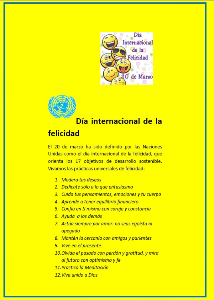 20 de marzo, día internacional de la felicidad.
